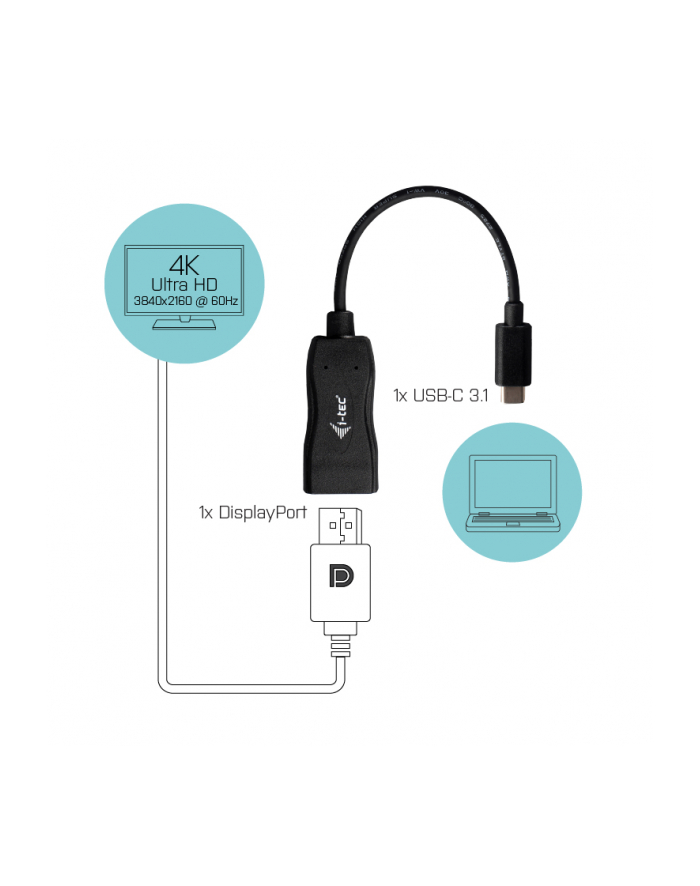 i-tec Adapter USB-C do Display Port Video 60Hz 4K Ultra HD kompatybilny z Thunderbolt3 główny