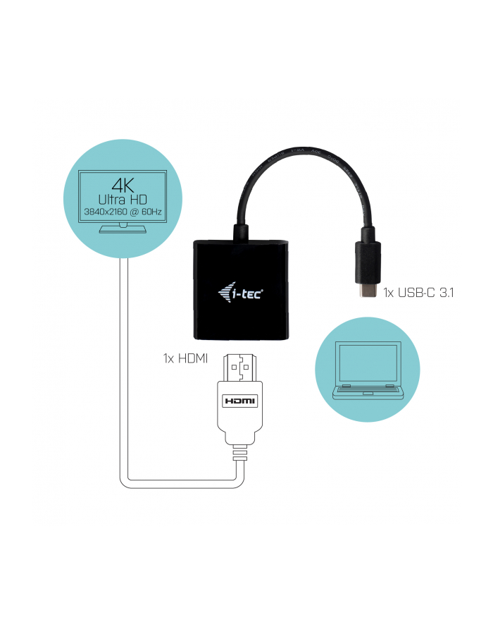 i-tec Adapter USB-C do HDMI Video 60Hz 4K Ultra HD kompatybilny z Thunderbolt3 główny